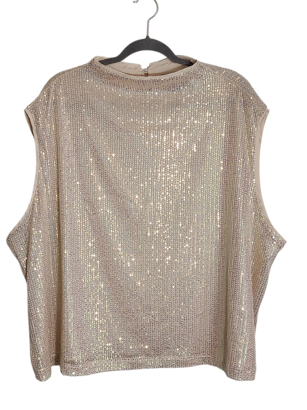 New York & Company Blush Pink Sequin Sleeveless Top Size 4X NWT